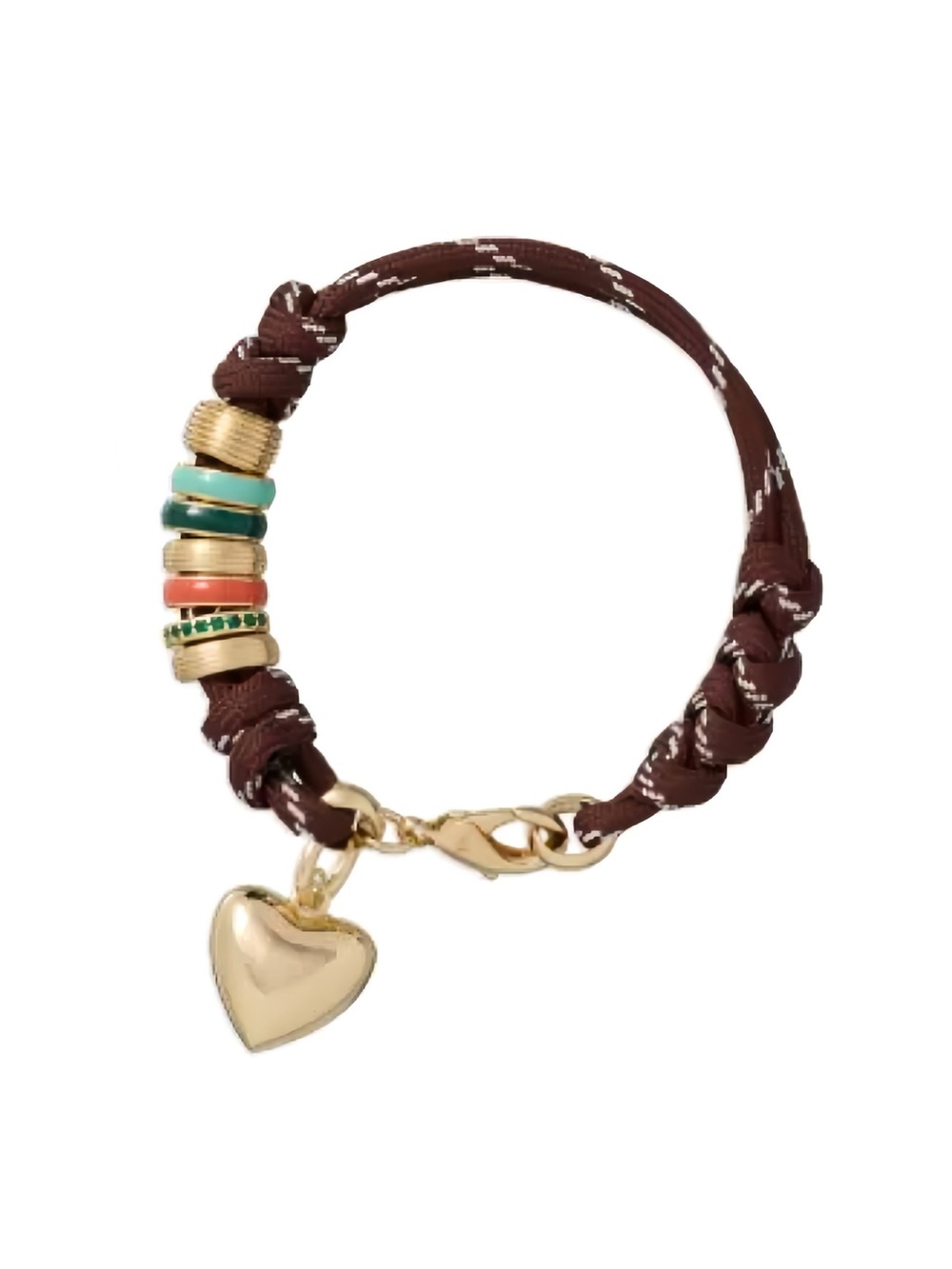 Roxanne Assoulin The Super Size Happy Cord
Bracelet  Brown Cord Gold Heart Charm